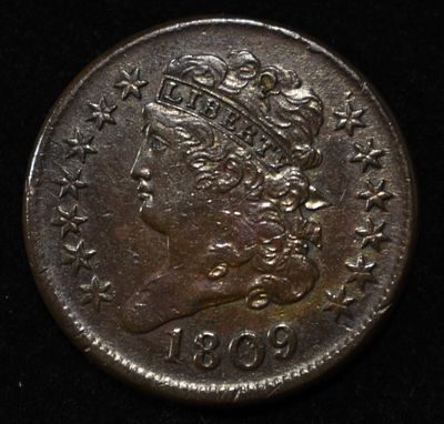 1809 HALF CENT AU. WEEKLY COIN & CURRENCY AUCTIONS ESTIMATE $400 - $450.