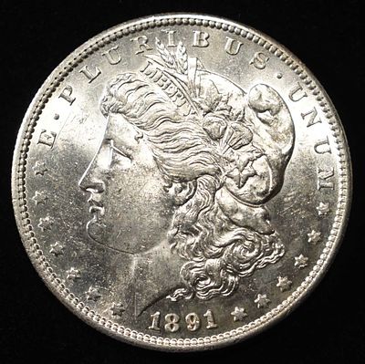 1891-S MORGAN DOLLAR CH BU. WEEKLY COIN & CURRENCY AUCTIONS ESTIMATE $300 - $350.