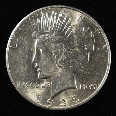 1935-S PEACE DOLLAR BU. LEADERS IN ON-LINE AUCTIONS ESTIMATE $300 - $350.