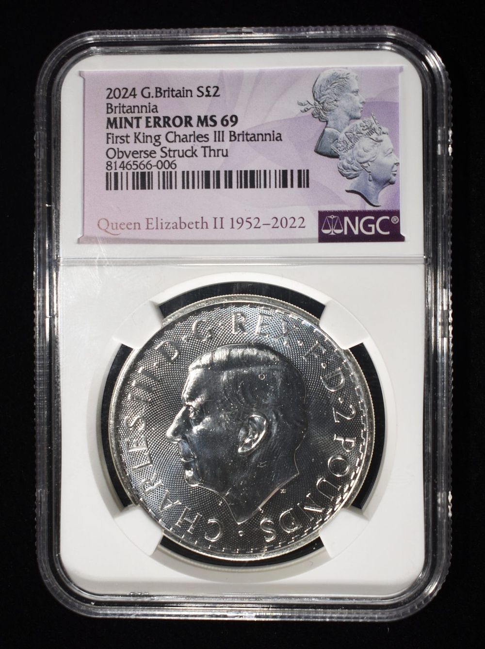 2024 G.BRITAIN BRITANNIA NGC MINT ERROR MS69. LEADERS IN ON-LINE AUCTIONS ESTIMATE $180 - $220.