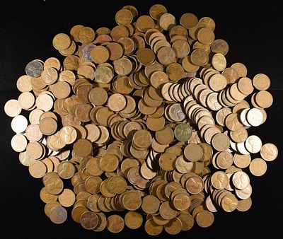 (500) 40'S & 50'S WHEAT CENTS. BID WITH SILVER CITY AUCTIONS ESTIMATE $90 - $110.