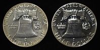 (2) 90% SILVER 1960 FRANKLIN HALF DOLLARS PROOF BU. BID WITH SILVER CITY AUCTIONS ESTIMATE $90 - Image - 1