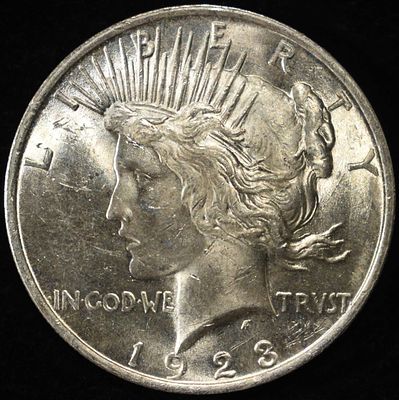 1923 PEACE DOLLAR BU. CHECK OUT OUR UPCOMING AUCTIONS ESTIMATE $100 - $130.