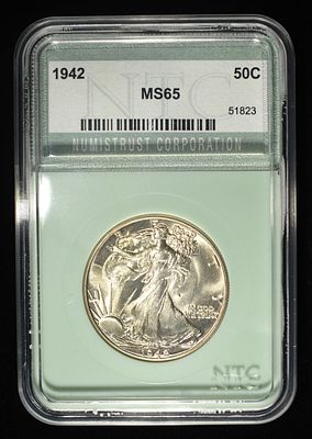 1942 WALKING LIBERTY 50C NTC GEM BU. WEEKLY COIN & CURRENCY AUCTIONS ESTIMATE $130 - $180.