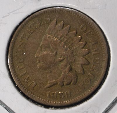 1859 INDIAN HEAD CENT XF. TOP RATED AUCTION HOUSE ESTIMATE $200 - $250.