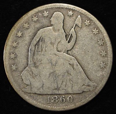 1860-O SEATED LIBERTY HALF DOLLAR GOOD/VG. WEEKLY COIN & CURRENCY AUCTIONS ESTIMATE $80 - $120.