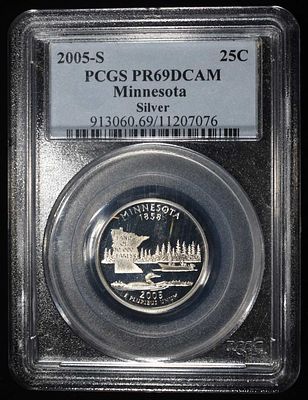 2005-S SILVER WASHINGTON QUARTER PCGS PR69 DCAM. TOP RATED AUCTION HOUSE ESTIMATE $60 - $80.