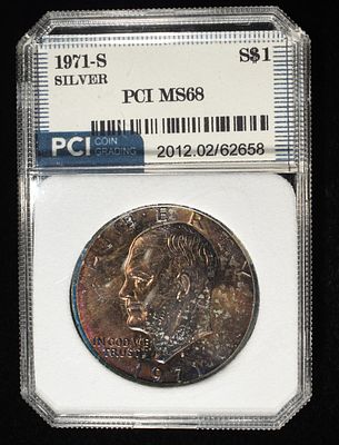 1971-S SILVER EISENHOWER DOLLAR PCI SUPERB GEM+ BU. BID WITH SILVER CITY AUCTIONS ESTIMATE $90 - 