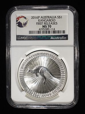 2016-P AUSTRALIA KANGAROO NGC MS70. BID WITH SILVER CITY AUCTIONS ESTIMATE $150 - $200.