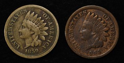 1859 & 1864 INDIAN HEAD CENTS. CHECK OUT OUR UPCOMING AUCTIONS ESTIMATE $60 - $80.