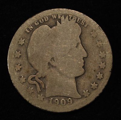 1909-O BARBER QUARTER. TOP RATED AUCTION HOUSE ESTIMATE $100 - $150.