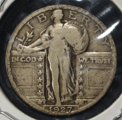 1927-S STANDING LIBERTY QUARTER FINE. WEEKLY COIN & CURRENCY AUCTIONS ESTIMATE $150 - $200.