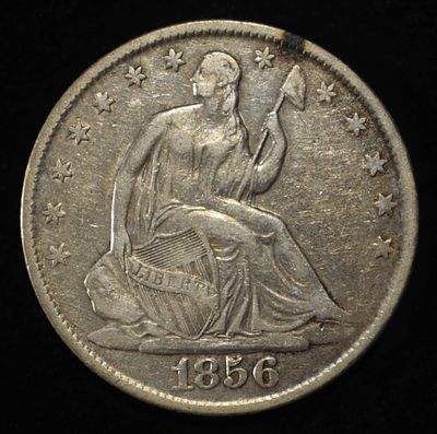 1856-O SEATED LIBERTY HALF DOLLAR VF. TOP RATED AUCTION HOUSE ESTIMATE $130 - $180.