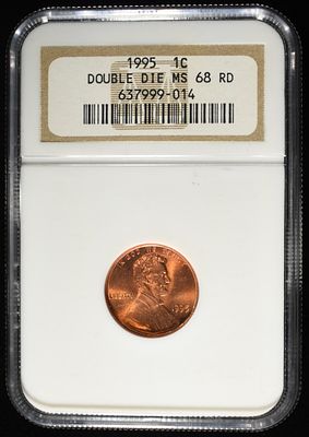 1995 MEMORIAL NGC MS68RD DOUBLE DIE OBVERSE. TOP RATED AUCTION HOUSE ESTIMATE $180 - $220.