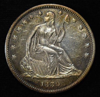 1839 SEATED LIBERTY HALF DOLLAR BU. WEEKLY COIN & CURRENCY AUCTIONS ESTIMATE $2000 - $2500.