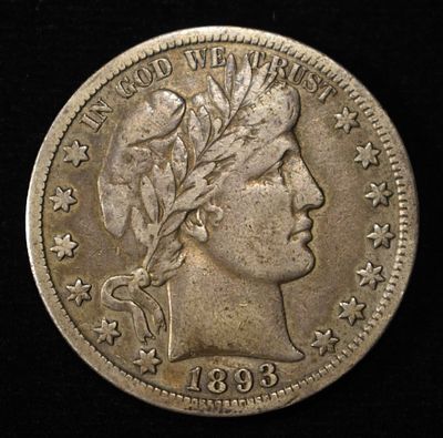 1893-S BARBER HALF DOLLAR XF. TOP RATED AUCTION HOUSE ESTIMATE $1200 - $1500.