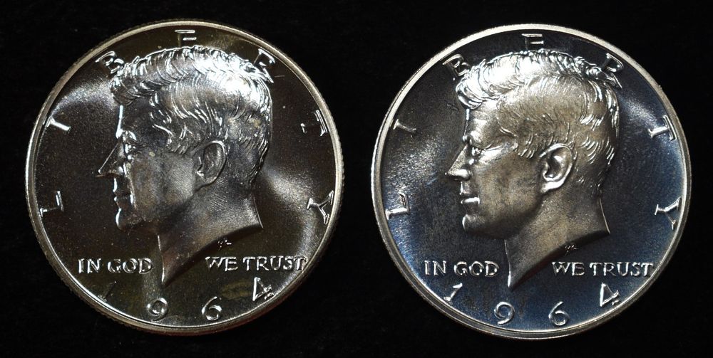 (2) 90% SILVER 1964 KENNEDY HALF DOLLARS PROOF BU. TOP RATED AUCTION HOUSE ESTIMATE $90 - $130.