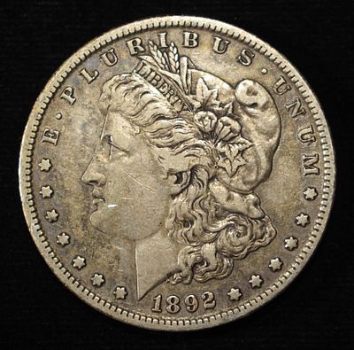 1892-S MORGAN DOLLAR XF. TOP RATED AUCTION HOUSE ESTIMATE $500 - $600.