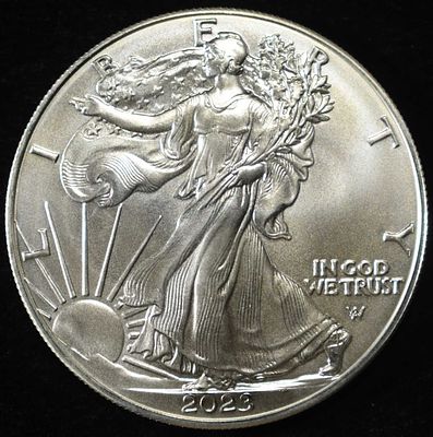 2023 AMERICAN SILVER EAGLE. CHECK OUT OUR UPCOMING AUCTIONS ESTIMATE $130 - $180.