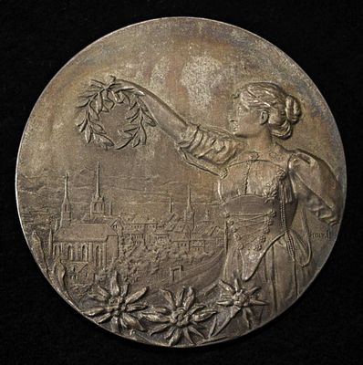 1903 SWISS SHOOTING MEDAL BERN SILVER. WEEKLY COIN & CURRENCY AUCTIONS ESTIMATE $300 - $400.