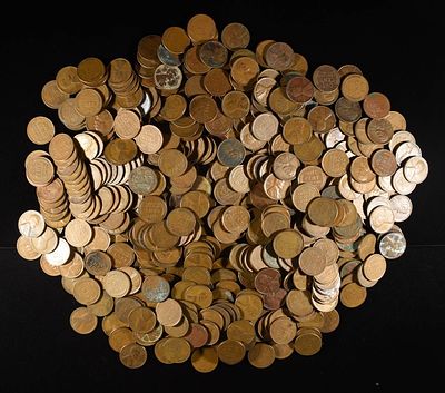 (500) WHEAT CENTS. BID WITH SILVER CITY AUCTIONS ESTIMATE $90 - $110.