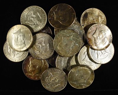 (20) 40% SILVER KENNEDY HALF DOLLARS. CHECK OUT OUR UPCOMING AUCTIONS ESTIMATE $350 - $400.