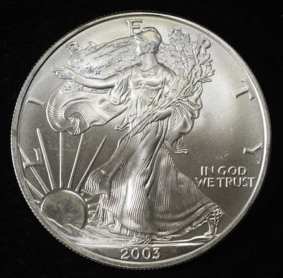 2003 AMERICAN SILVER EAGLE. WEEKLY COIN & CURRENCY AUCTIONS ESTIMATE $130 - $180.