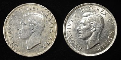 (2) 80% SILVER CANADIAN DOLLARS. BID WITH SILVER CITY AUCTIONS ESTIMATE $130 - $180.