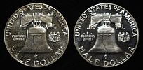 (2) 90% SILVER 1960 FRANKLIN HALF DOLLARS PROOF BU. LEADERS IN ON-LINE AUCTIONS ESTIMATE $90 - $130.Image - 1