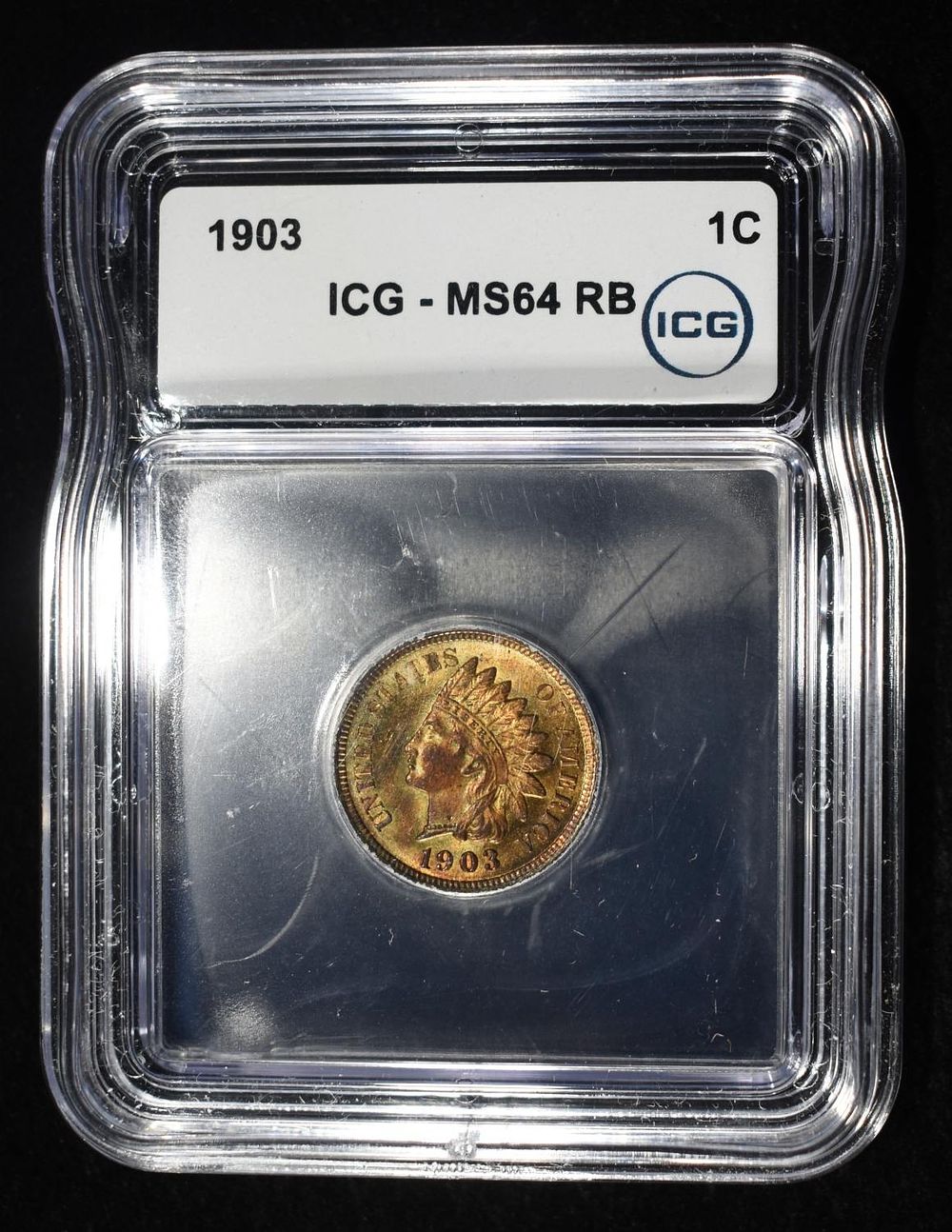 1903 INDIAN CENT ICG MS-64 RB. BID WITH SILVER CITY AUCTIONS ESTIMATE $200 - $250.