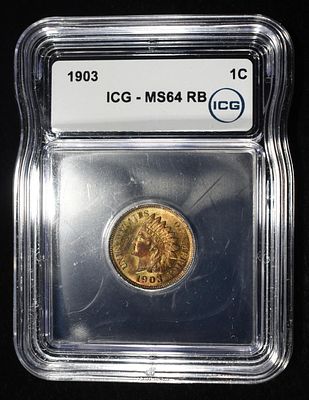 1903 INDIAN CENT ICG MS-64 RB. BID WITH SILVER CITY AUCTIONS ESTIMATE $200 - $250.