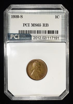 1920-S WHEAT CENT PCI GEM BU RB. BID WITH SILVER CITY AUCTIONS ESTIMATE $750 - $850.