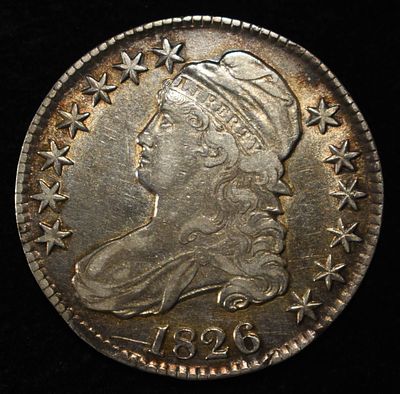 1826 BUST HALF DOLLAR VF. TOP RATED AUCTION HOUSE ESTIMATE $130 - $150.