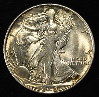 1941-S WALKING LIBERTY HALF BU. BID WITH SILVER CITY AUCTIONS ESTIMATE $100 - $130.