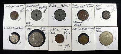TOKEN COLLECTORS LOT. INCLUDING (2) TOKENS FROM PARIS, (1) FRENCH TOKEN & (7) MISC. TOKEN 