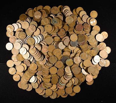 (500) WHEAT CENTS. WEEKLY COIN & CURRENCY AUCTIONS ESTIMATE $90 - $110.