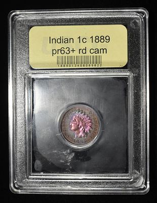 1889 INDIAN CENT USCG CH PROOF RD CAM. CHECK OUT OUR UPCOMING AUCTIONS ESTIMATE $450 - $500.