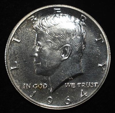 1964 KENNEDY 50C ACCENTED HAIR GEM PROOF. BID WITH SILVER CITY AUCTIONS ESTIMATE $70 - $90.