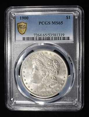 1900 MORGAN DOLLAR PCGS MS65. TOP RATED AUCTION HOUSE ESTIMATE $260 - $310.