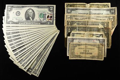 MIXED NOTE COLLECTORS LOT. 1969 $ U.S. NOTE UNC, (2) $1 U.S. NOTES IN SEQUENCE, 1935 $1 SILVER 