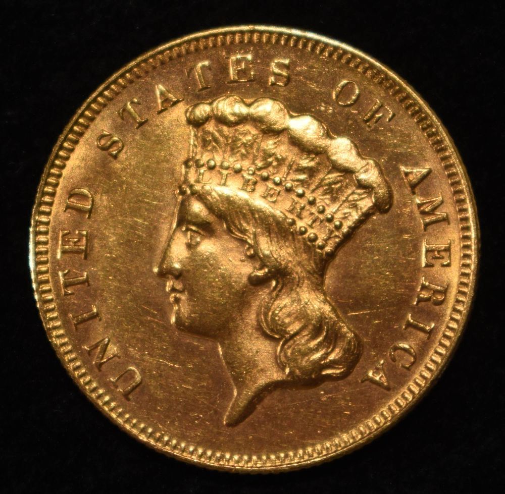 1874 $3 PRINCESS GOLD VERY CHOICE BU. LEADERS IN ON-LINE AUCTIONS ESTIMATE $4000 - $4500.