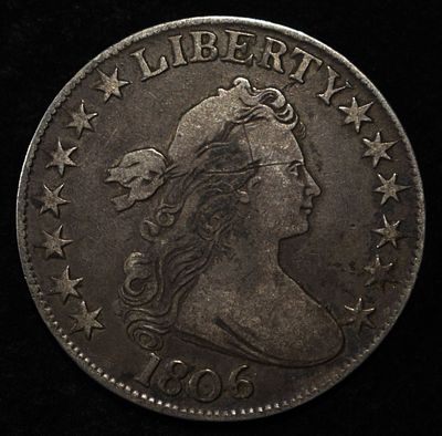 1806 BUST HALF DOLLAR VF. BID WITH SILVER CITY AUCTIONS ESTIMATE $650 - $750.