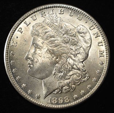 1898-O MORGAN DOLLAR CH BU. LEADERS IN ON-LINE AUCTIONS ESTIMATE $130 - $150.
