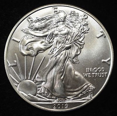 2019 AMERICAN SILVER EAGLE. TOP RATED AUCTION HOUSE ESTIMATE $120 - $170.