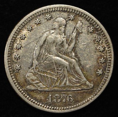 1876 SEATED LIBERTY QUARTER AU /BU. TOP RATED AUCTION HOUSE ESTIMATE $250 - $300.