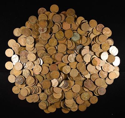 (500) 40'S & 50'S WHEAT CENTS. CHECK OUT OUR UPCOMING AUCTIONS ESTIMATE $90 - $110.