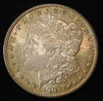 1902-O MORGAN DOLLAR GEM BU. LEADERS IN ON-LINE AUCTIONS ESTIMATE $300 - $400.