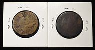 (2) COLONIAL COINS, MASSACHUSETTS & CONNECTICUT. LOW GRADE. ESTIMATE $75 - $100.Image - 1