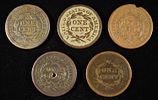 (5) BRAIDED HAIR LARGE CENTS. 1849, 1850, (2) 1854, 1856 WEEKLY COIN & CURRENCY AUCTIONS Image - 1