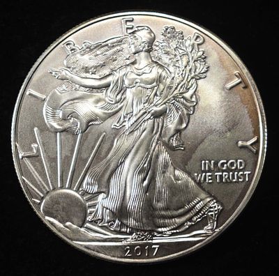 2017 AMERICAN SILVER EAGLE. LEADERS IN ON-LINE AUCTIONS ESTIMATE $150 - $200.
